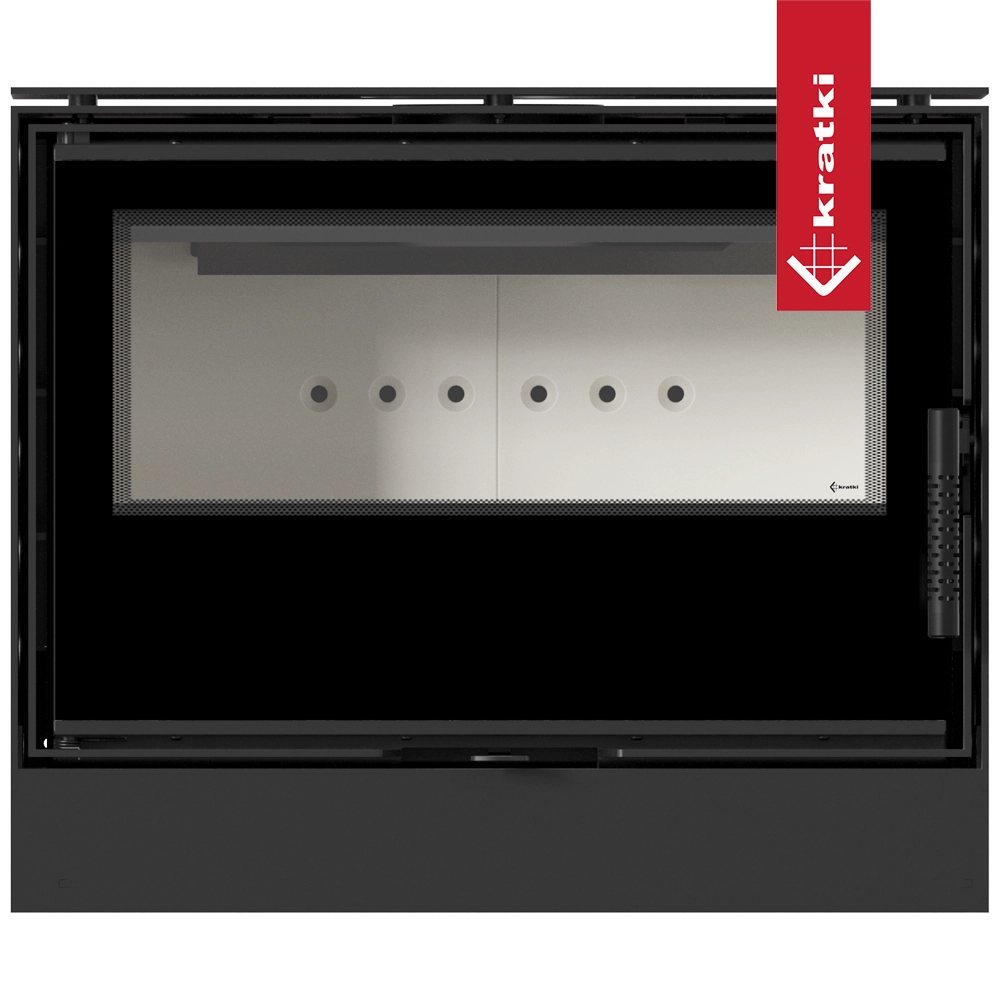 Kratki Kari 70 inbouwhaard met zwart frame en witte binnenwand