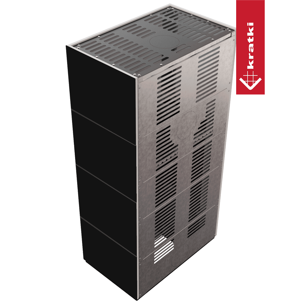Kratki Floki Box zwarte en metalen kachelmodule met ventilatiesleuven