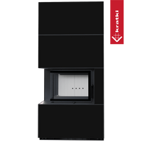 Kratki Floki Box Links zwarte inbouwhaard met glasdeur
