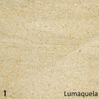 Schouw Stein variant t.b.v. vrijstaande kachel, beige lumaquela-steenstructuur