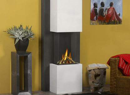 Trimline Fires 38 Panoramic haard in moderne woonkamer met vlammen