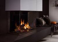 Trimline Fires 83 Panoramic in moderne woonkamer met brandende gashaard