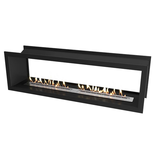 Icon Fires Double Sided Slimline Firebox 2000 met twee branders, zwart, met vlammen