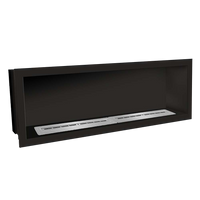 Icon Fires Slimline Firebox 2000 met twee zilveren branders, zwart inbouwframe