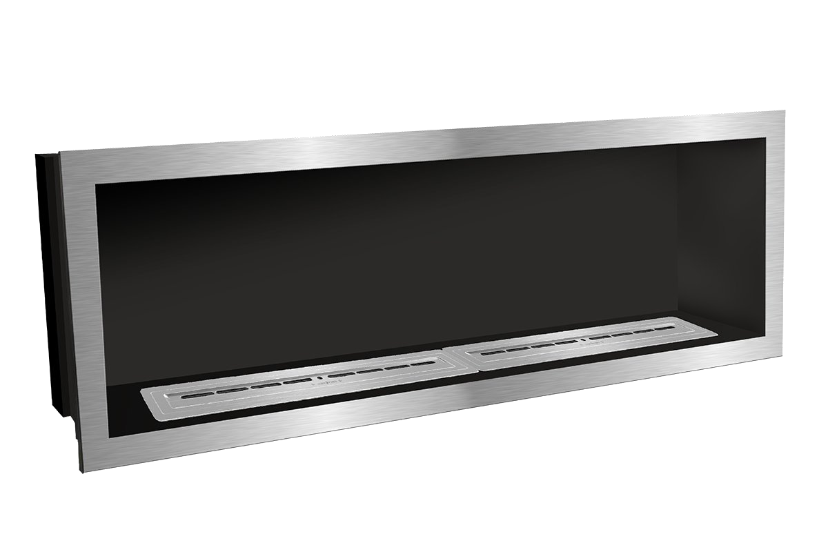 Icon Fires Slimline Firebox 2000 met twee Slimline Branders, RVS frame