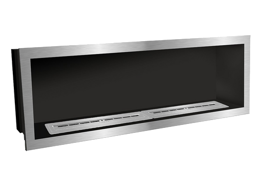 Icon Fires Slimline Firebox 2000 met twee Slimline Branders, RVS frame