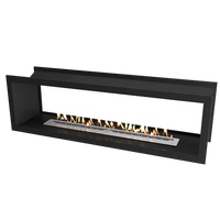 Icon Fires Double Sided Slimline Firebox 2000 met Slimline 1400 Brander, zwarte inbouwhaard met vlammen