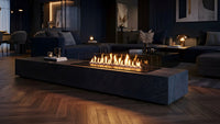 Balstil FF 700 met lange vlammen in een moderne woonkamer