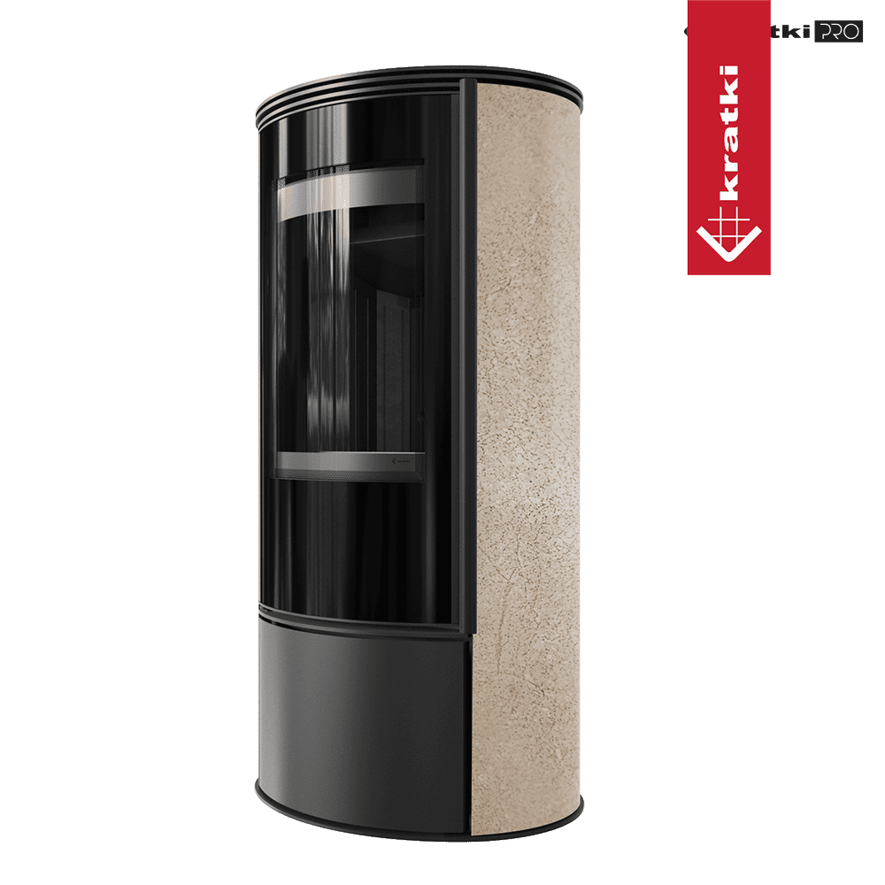 Kratki Erik kachel met zwart glas en beige zijpaneel