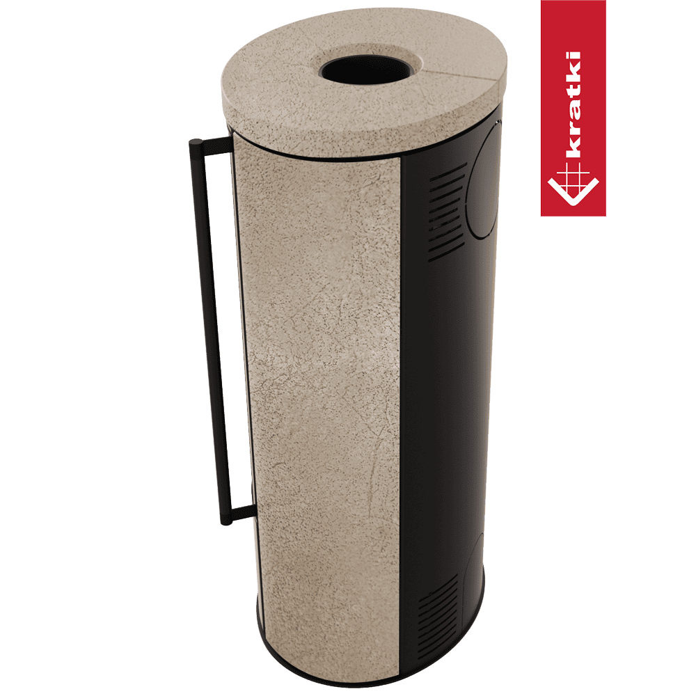 Kratki Erik cilindrische kachel met beige steenlook en zwarte zijkant