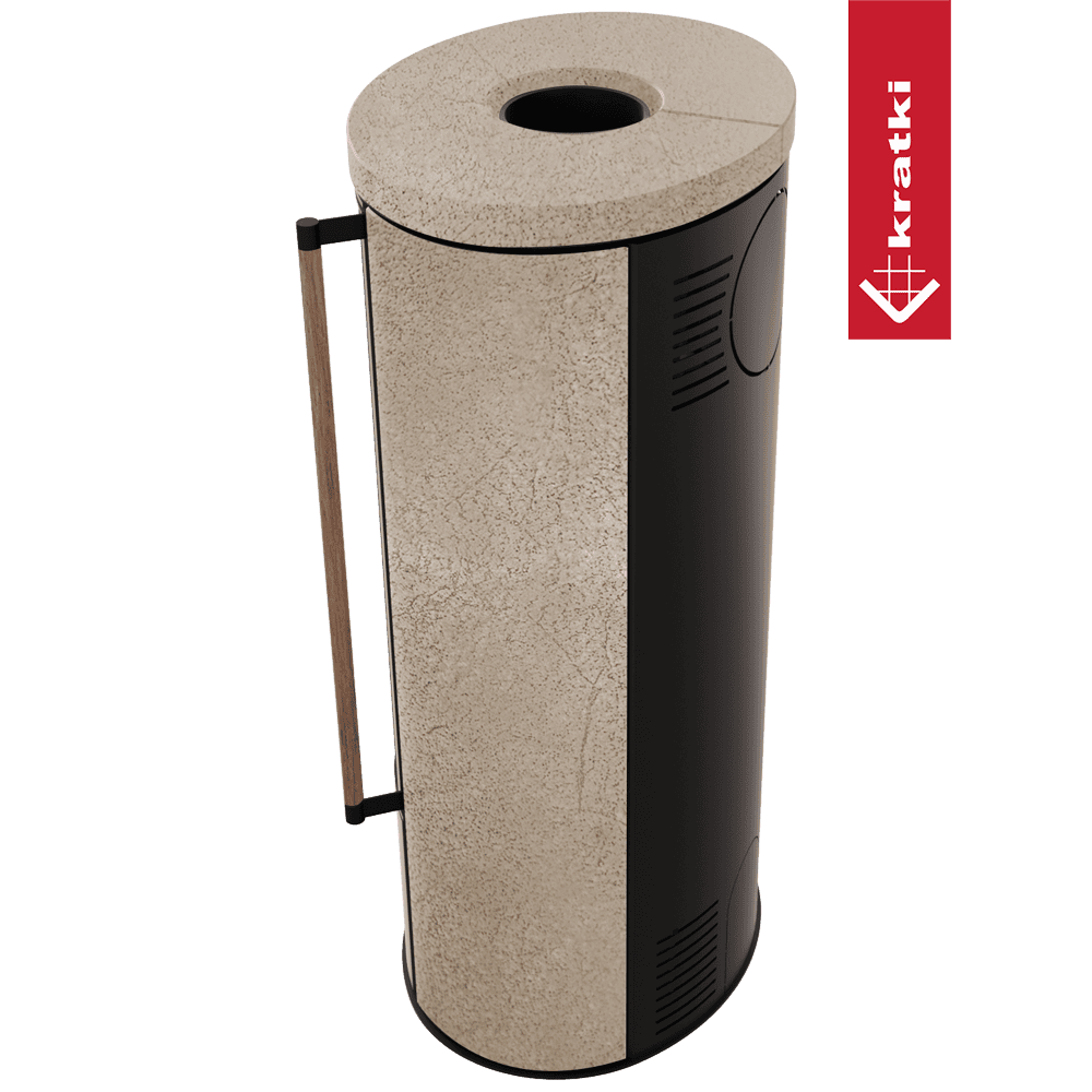 Kratki Erik Rechts ronde kachel met beige en zwarte bekleding