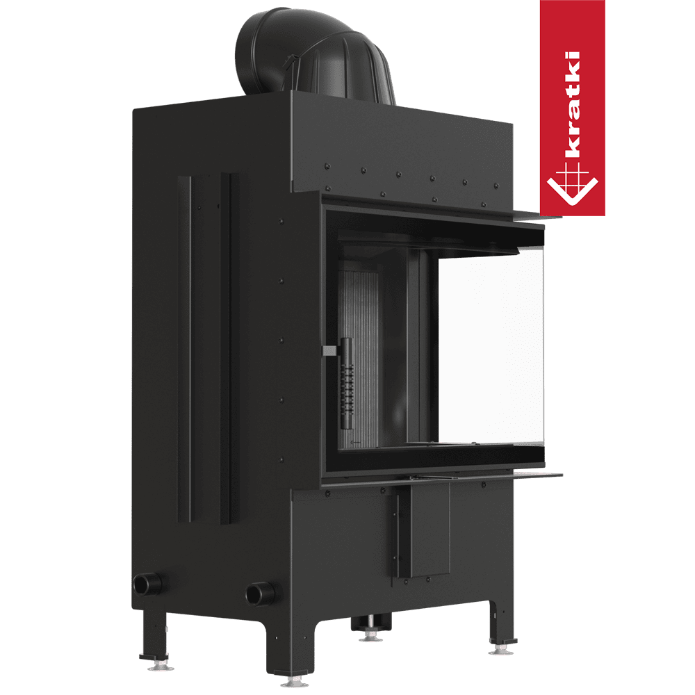 Kratki Lucy 12 kW zwarte haardkachel met glazen deur, studio-opname