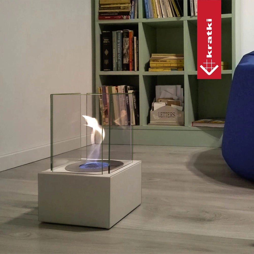 Kratki Tango1 tafelhaard met vlam in moderne woonkamer