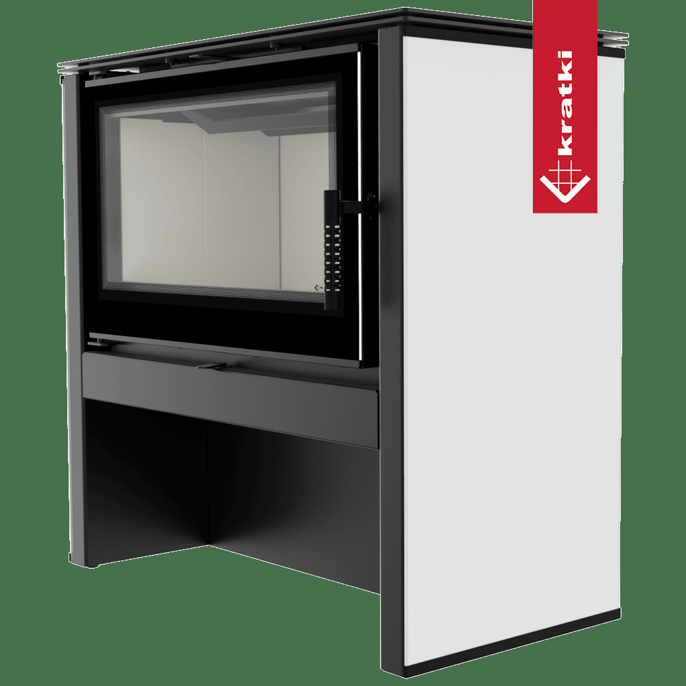 Kratki Juno 12 kW vrijstaande haard met zwart-witte behuizing