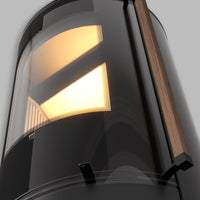 Detail van Balstil Targa met gebogen ruit, houten handgreep en warme gloed