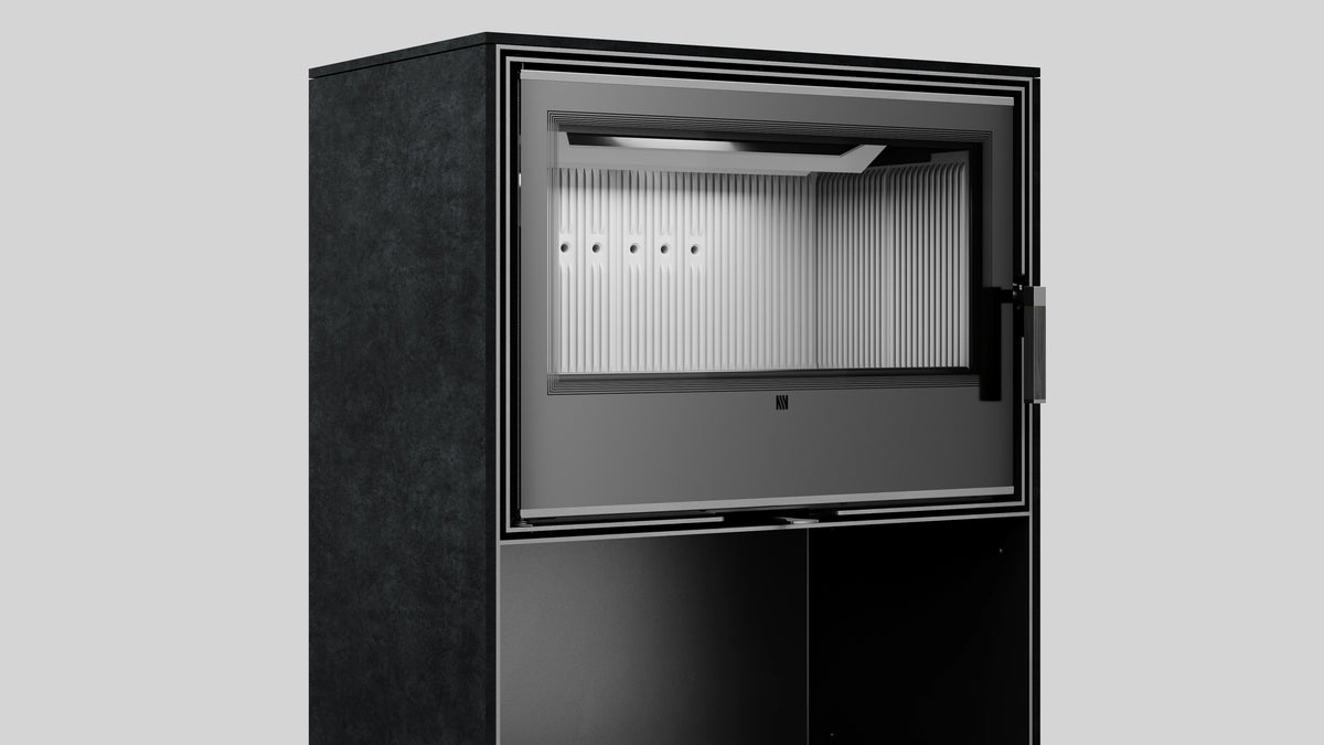 Balstil Forli 80 inbouwhaard met open deur op neutrale achtergrond