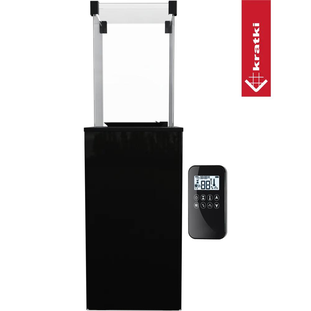 Kratki Patio zwarte terrasverwarmer met glazen buis en afstandsbediening