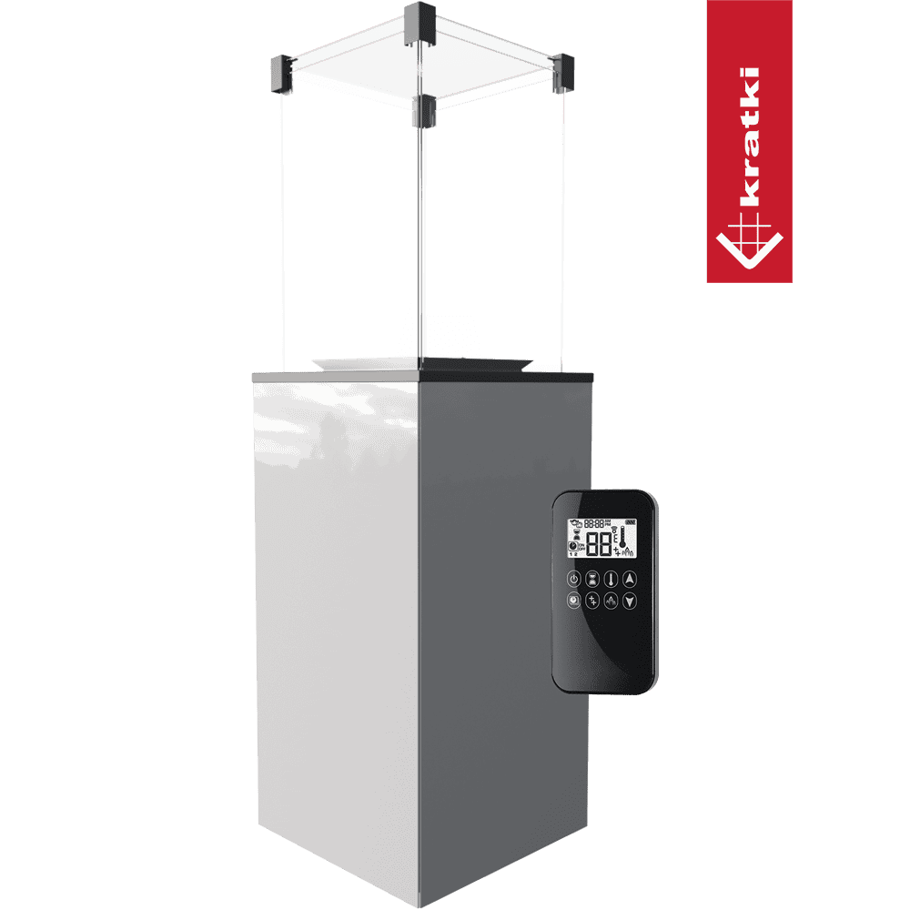 Kratki Patio terrasverwarmer met glazen windscherm en afstandsbediening