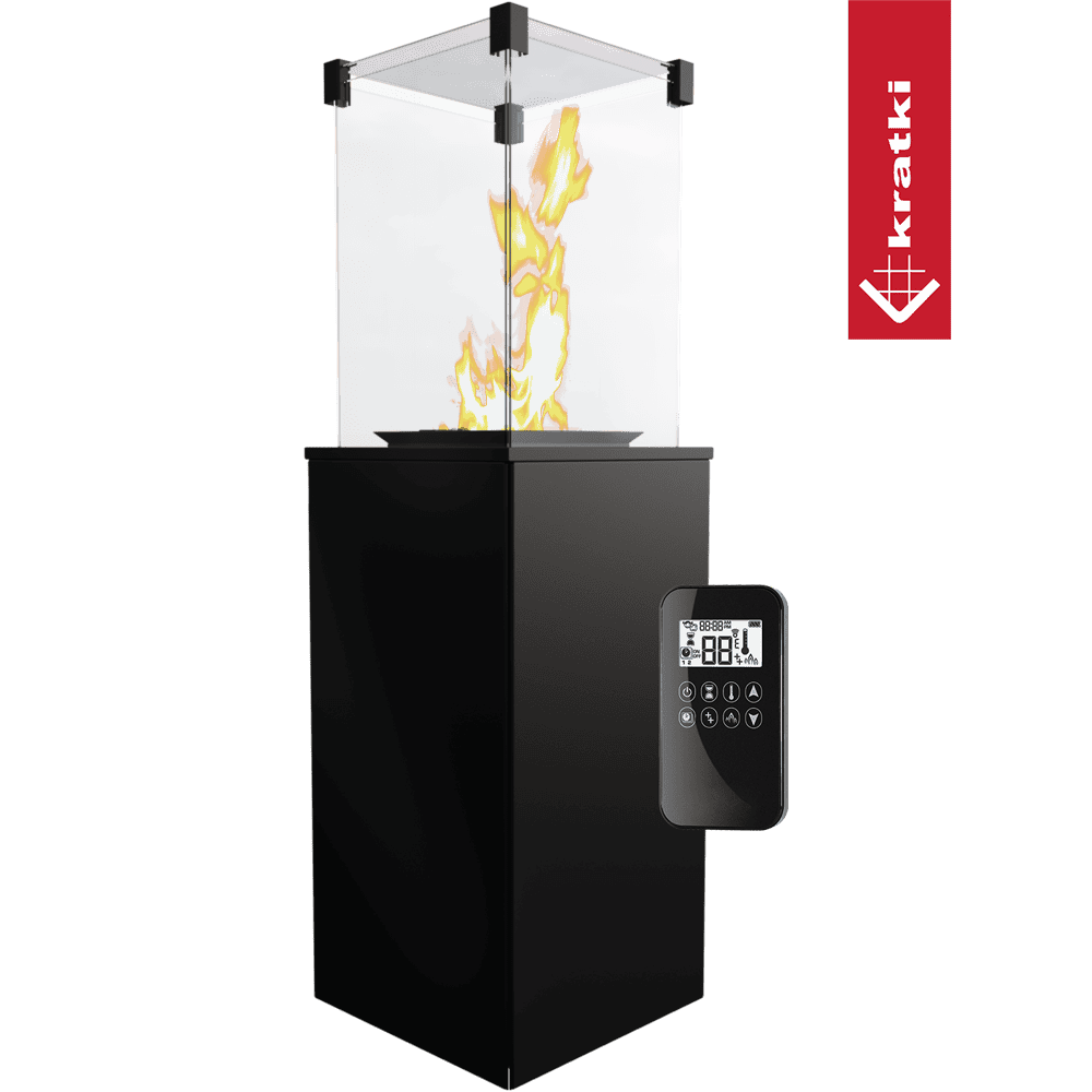 Kratki Patio terrasverwarmer met glazen omkasting en afstandsbediening