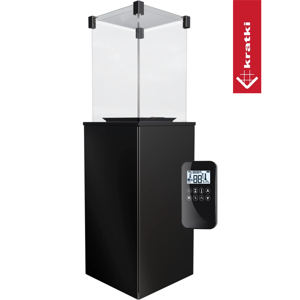 Kratki Patio terrasheater met glazen omkasting en bediening