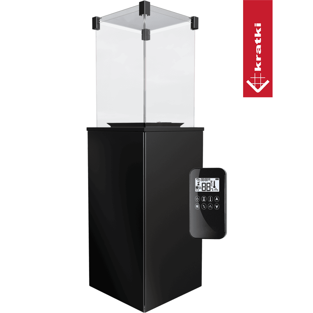 Kratki Patio terrasheater met glazen omkasting en bediening