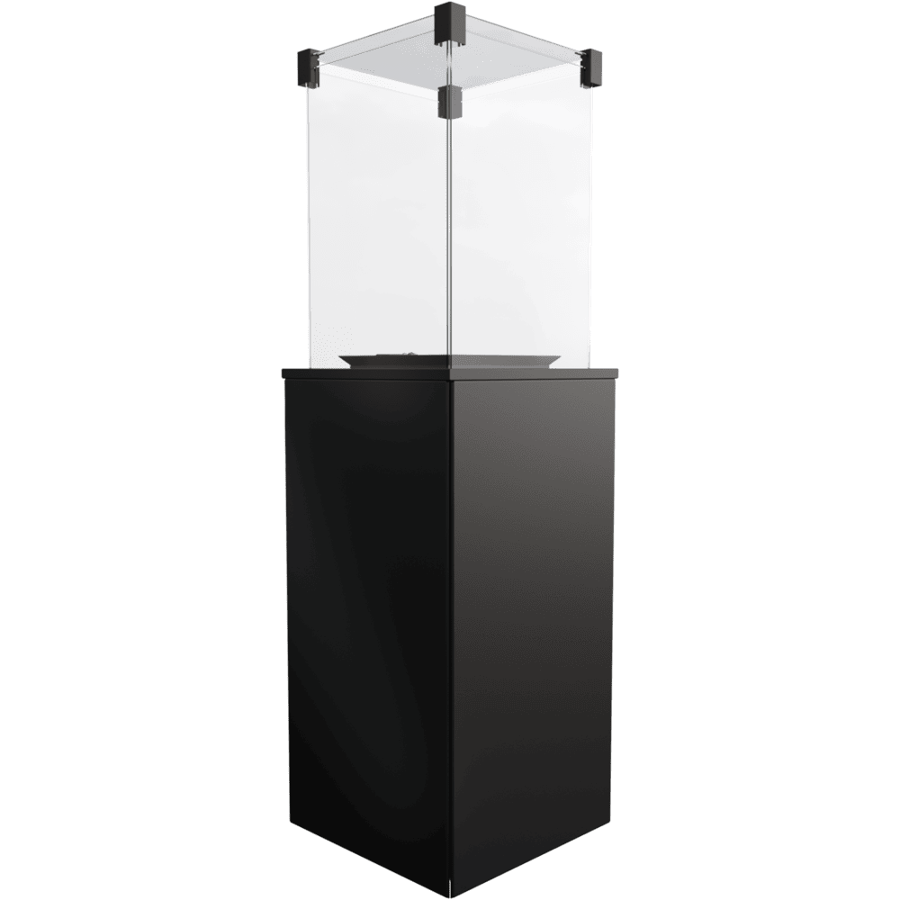 Kratki Patio terrasverwarmer met glazen windscherm en zwarte behuizing