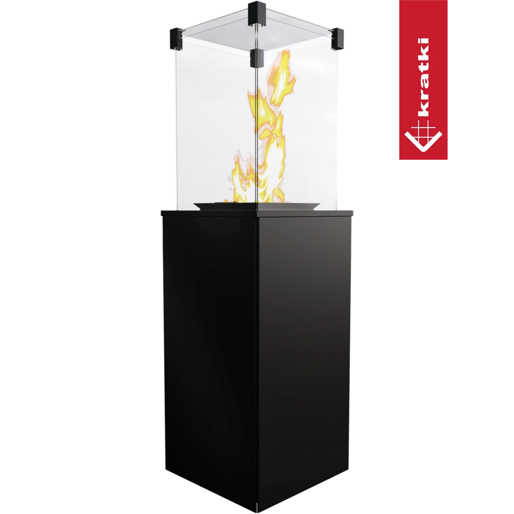 Kratki Patio buitenhaard met glas en brandende vlammen