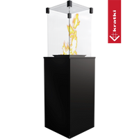 Kratki Patio buitenhaard met glas en brandende vlammen