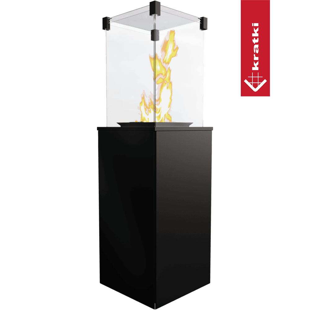 Kratki Patio buitenhaard met glas en brandende vlammen