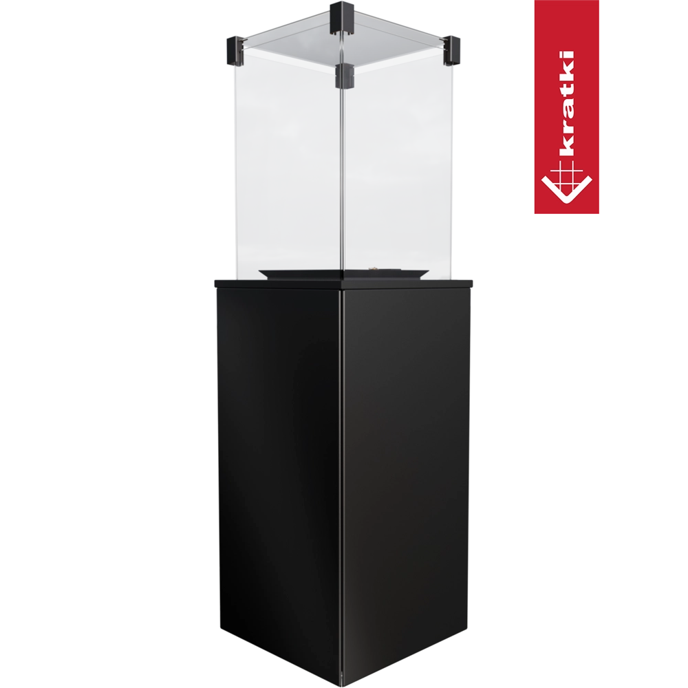 Kratki Patio terrasheater met glazen windscherm en zwarte behuizing