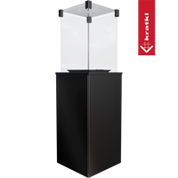 Kratki Patio terrasheater met glazen windscherm en zwarte behuizing