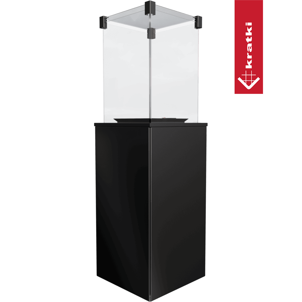 Kratki Patio terrasheater met glazen windscherm en zwarte behuizing
