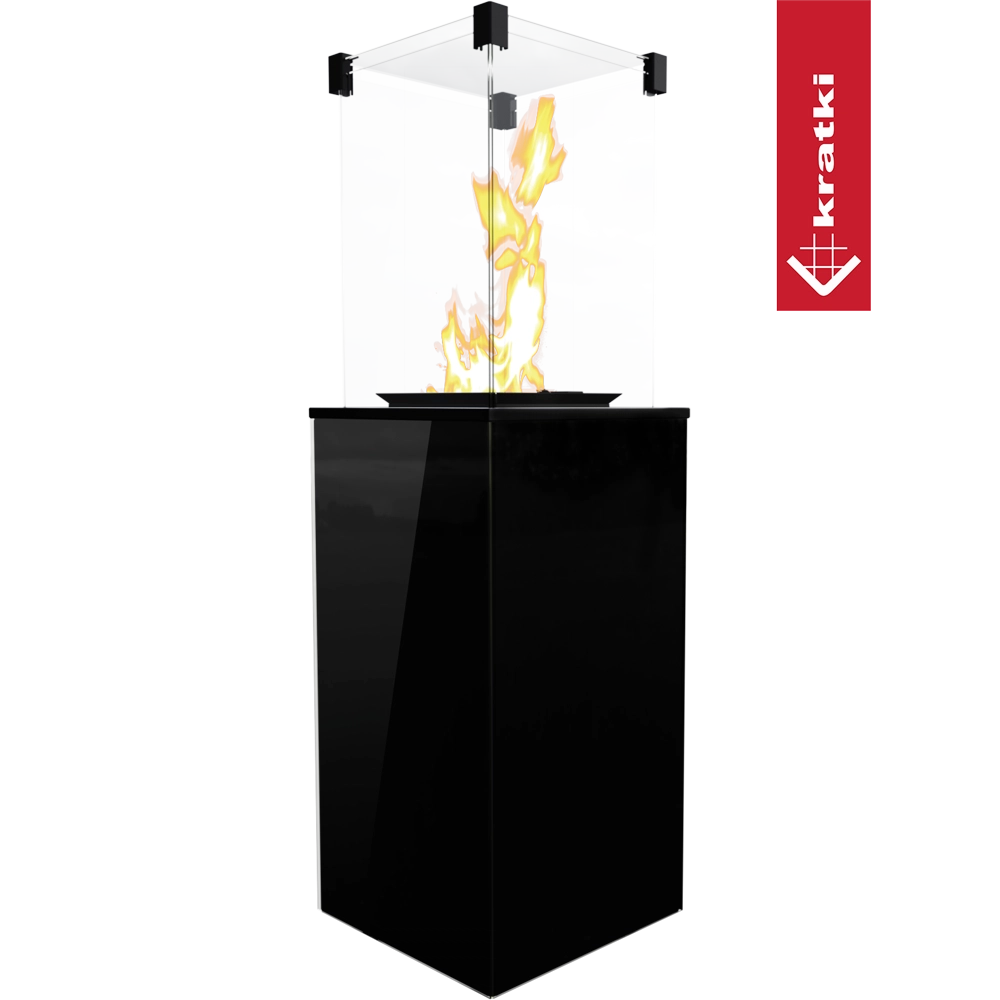 Kratki Patio terrasheater met vlammen en glazen omkasting
