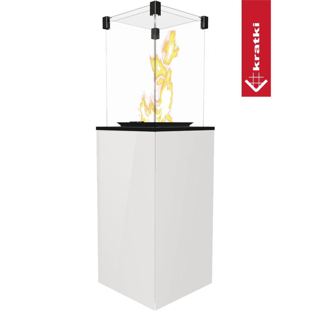 Kratki Patio terrasverwarmer met vlammen en glazen omkasting