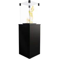 Kr​atki Patio zwarte terrasverwarmer met glazen ombouw en brandende vlam