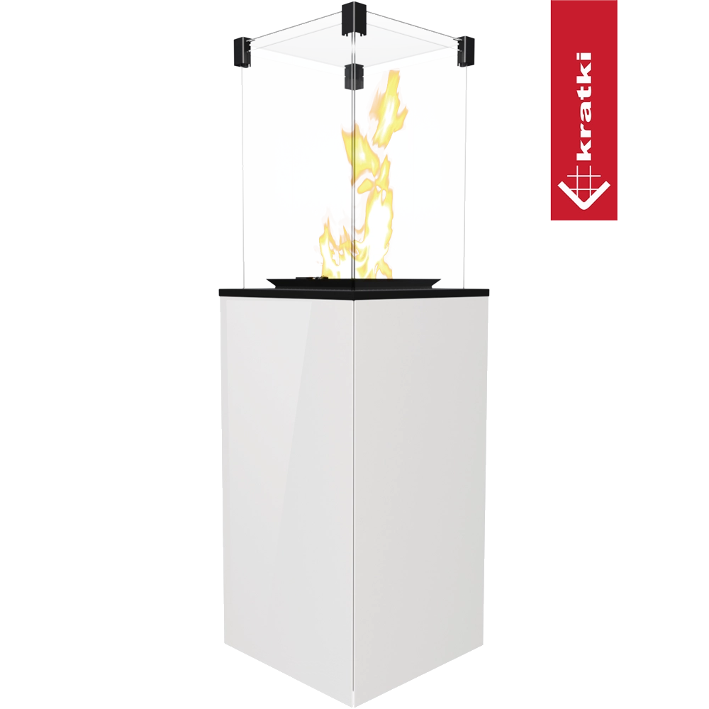 Kr atki Patio terrasverwarmer met zichtbare vlam op transparante achtergrond