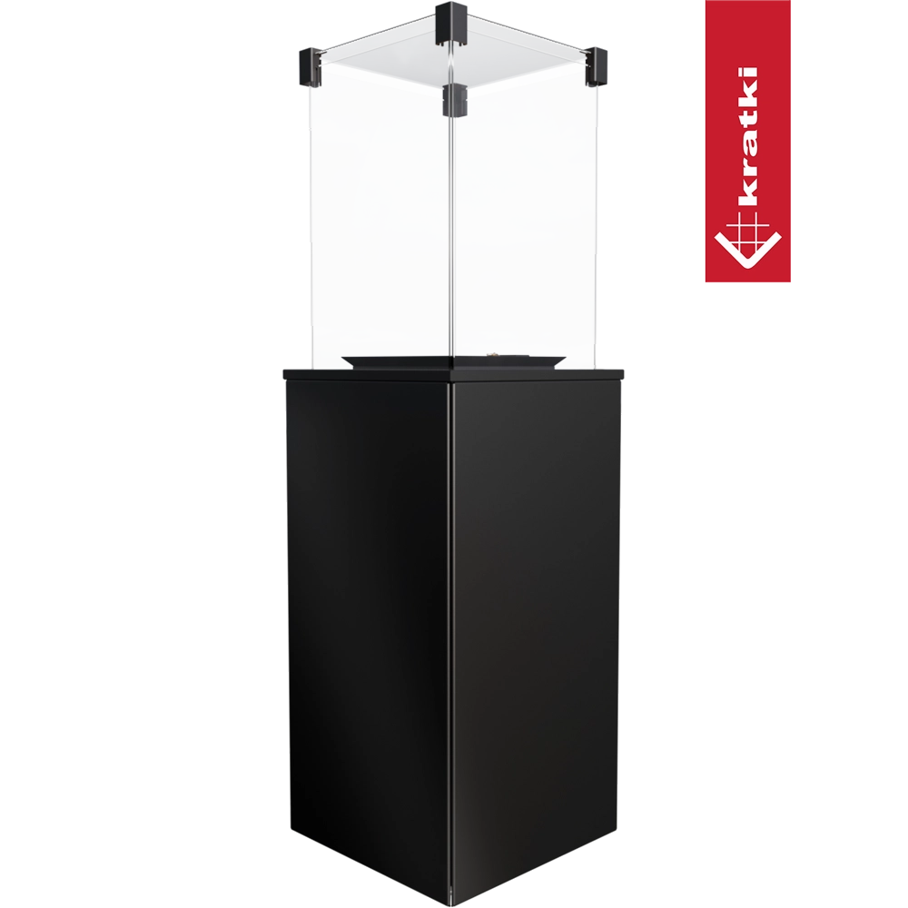 Kratki Patio terrasverwarmer met glazen windscherm en zwarte behuizing