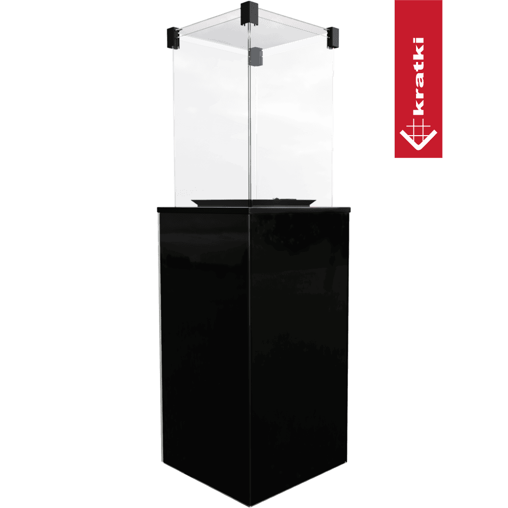 Kratki Patio terrasverwarmer met glazen windscherm en zwarte behuizing