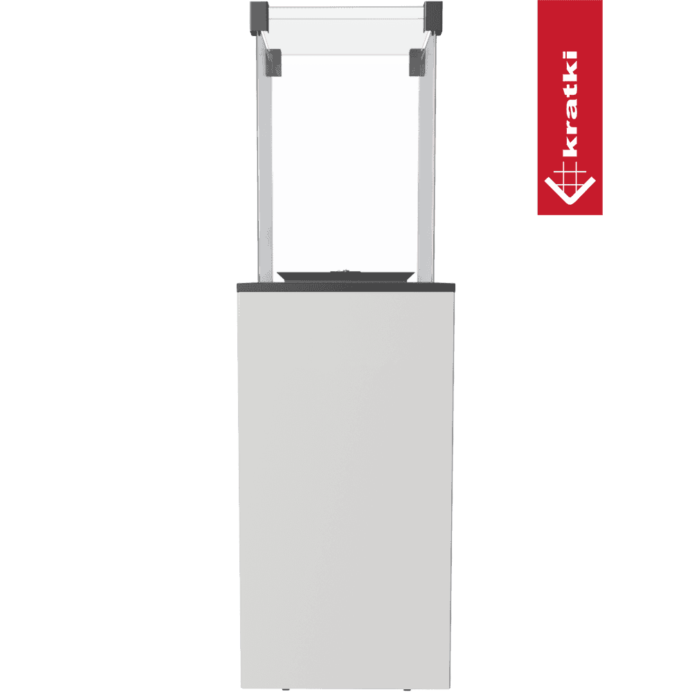 Kratki Patio terrasverwarming met glazen windscherm en witte behuizing