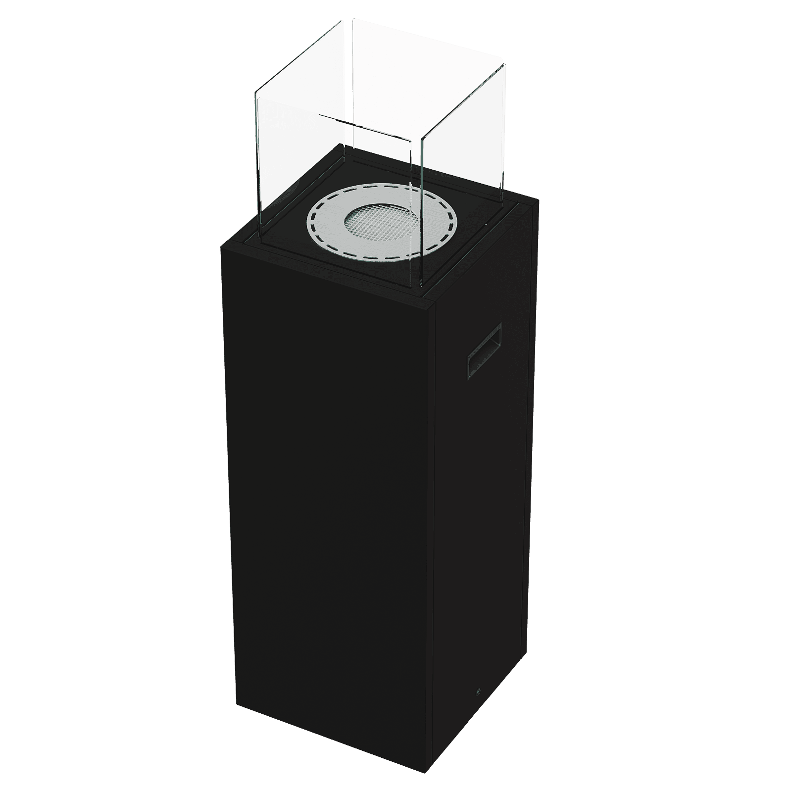 Kratki Tower zwarte vrijstaande kachel met glazen zijpanelen