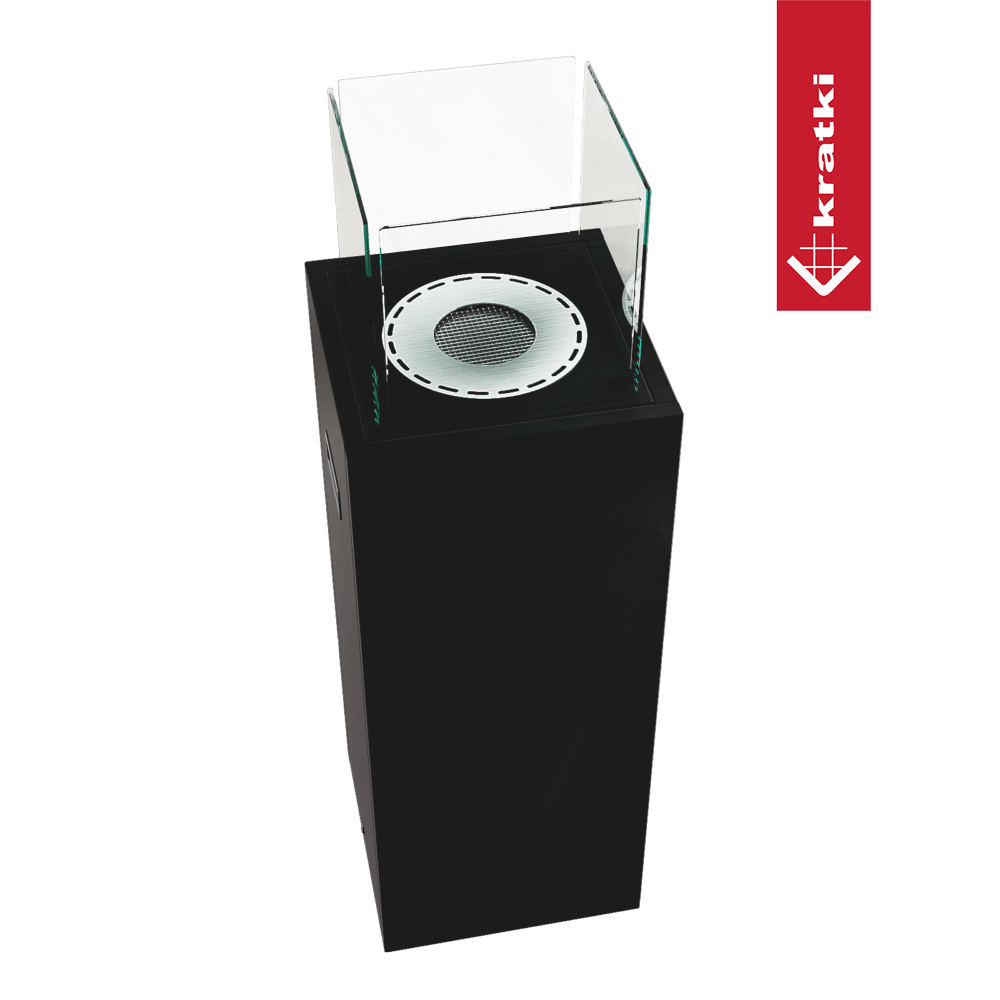 Kratki Tower zwarte haard met glazen windscherm