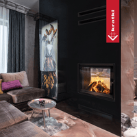 Kratki Lucy Tunnel in moderne woonkamer met brandend vuur