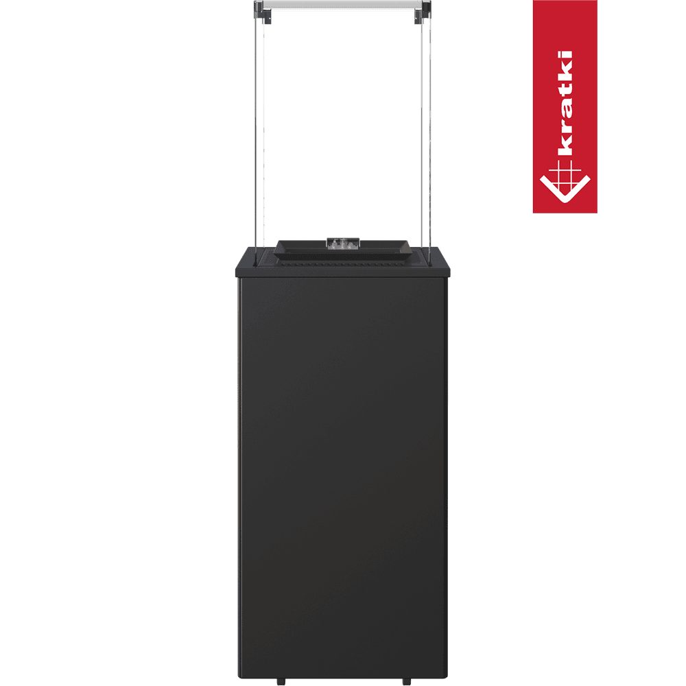 Kratki Patio Mini zwart vrijstaand toestel met transparante zijpanelen