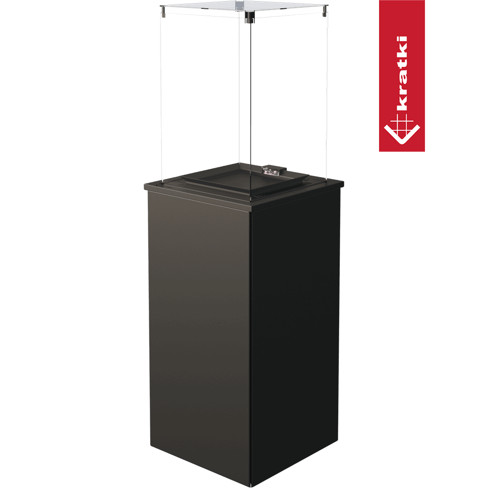 Kratki Patio Mini zwarte vrijstaande terrasverwarmer met glazen ombouw