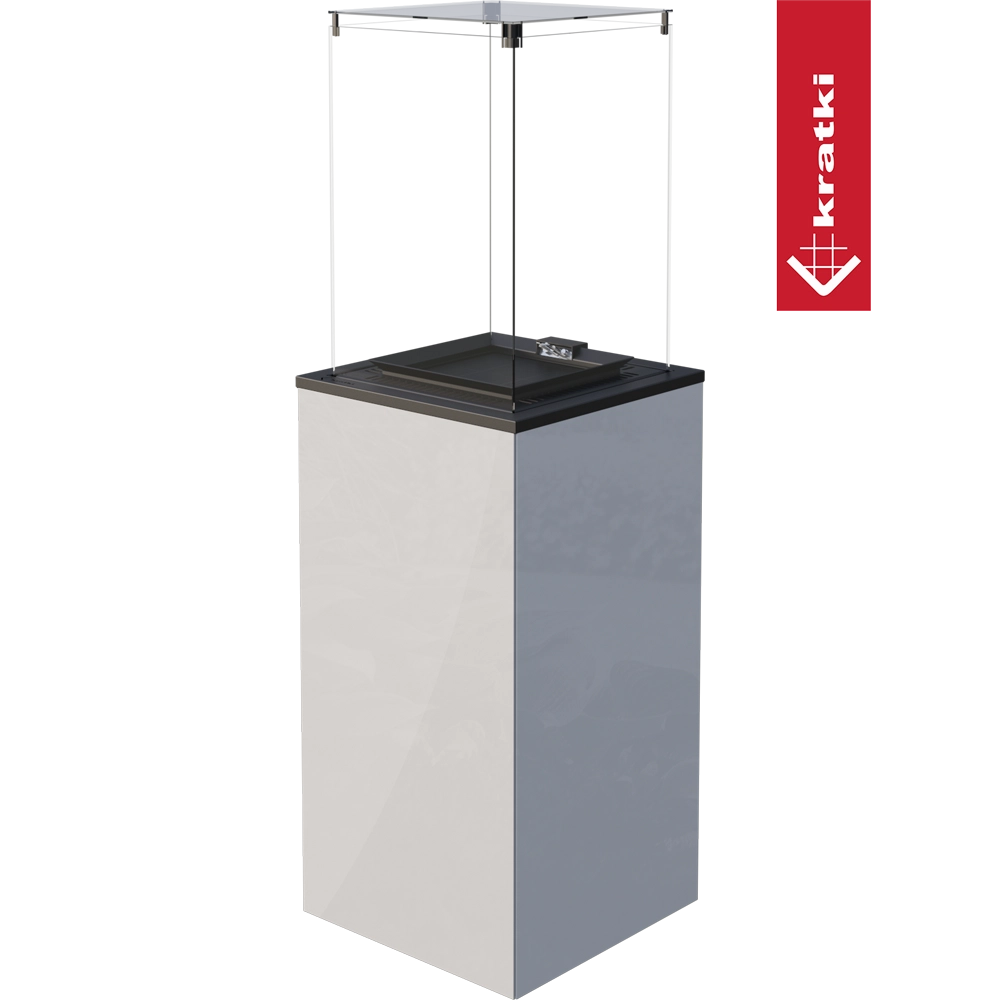 Kratki Patio Mini terrasverwarmer met glazen windscherm en witte behuizing