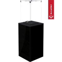Zwarte hangende haard Kratki Patio Mini met glazen scherm
