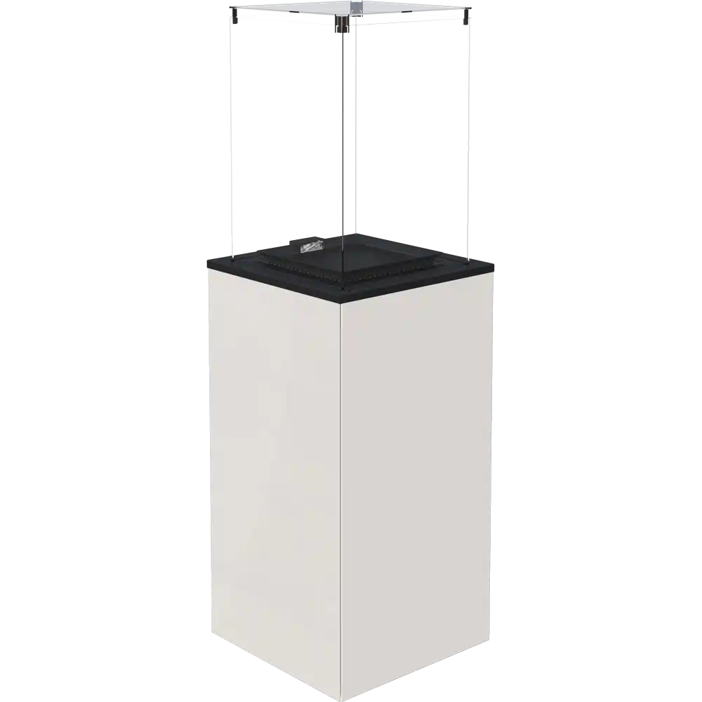 Kratki Patio Mini hangende terrasverwarmer met witte behuizing en zwart bovenpaneel