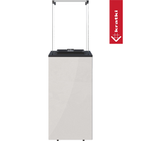 Kratki Patio Mini hangende haard met glazen scherm en witte behuizing