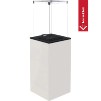 Kratki Patio Mini terrasheater met witte zuil en glazen windscherm