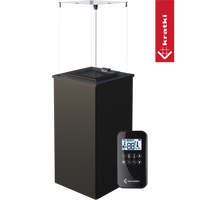 Kratki Patio Mini zwarte terrashaard met glazen scherm en afstandsbediening